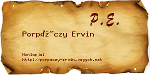 Porpáczy Ervin névjegykártya